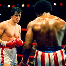 Sylvester Stallone And Carl Weathers In Rocky